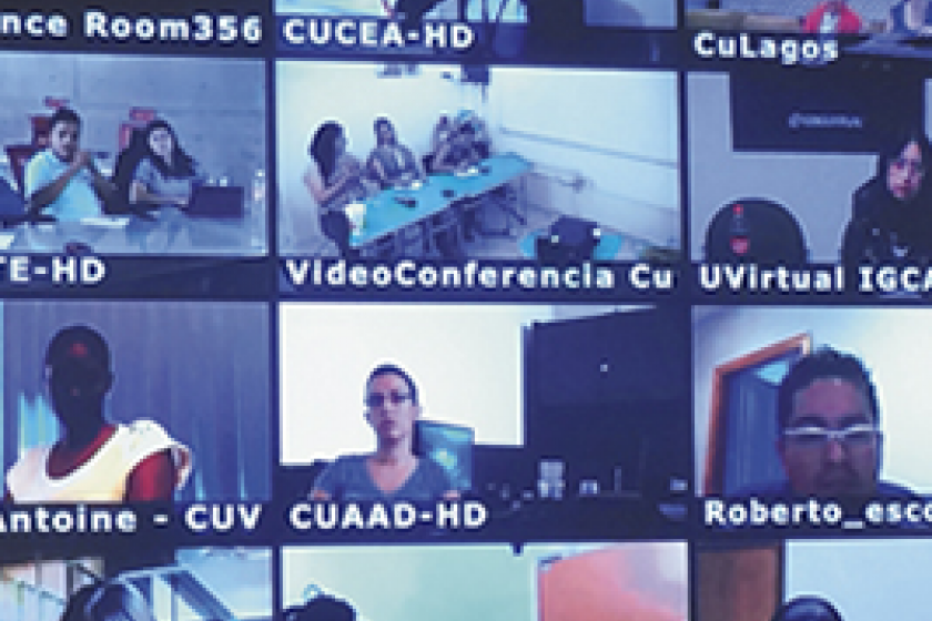 Pantalla de una videoconferencia en la Red Universitaria